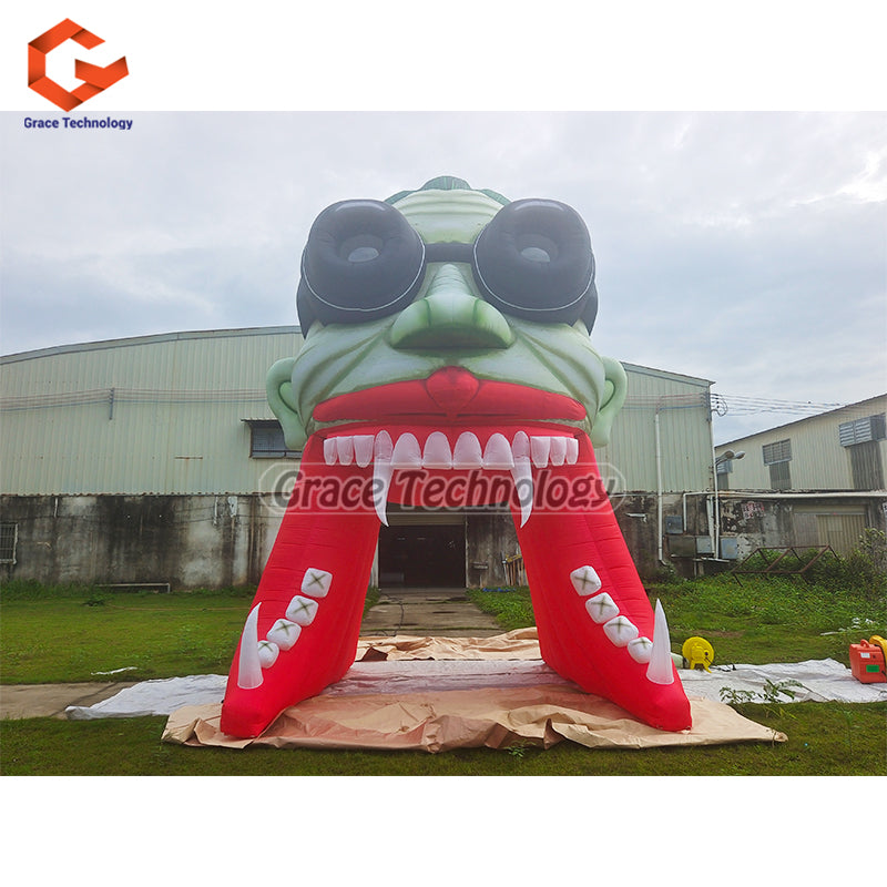 Scary Halloween Inflatable Vampire Dracula Head Tunnel Inflatable Sports Tunnel for Festival