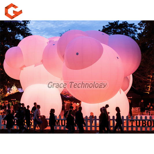 Big Bubble Cloud Pavilion with LED Lighted Custom Cloud Balloon for Art Exhibition