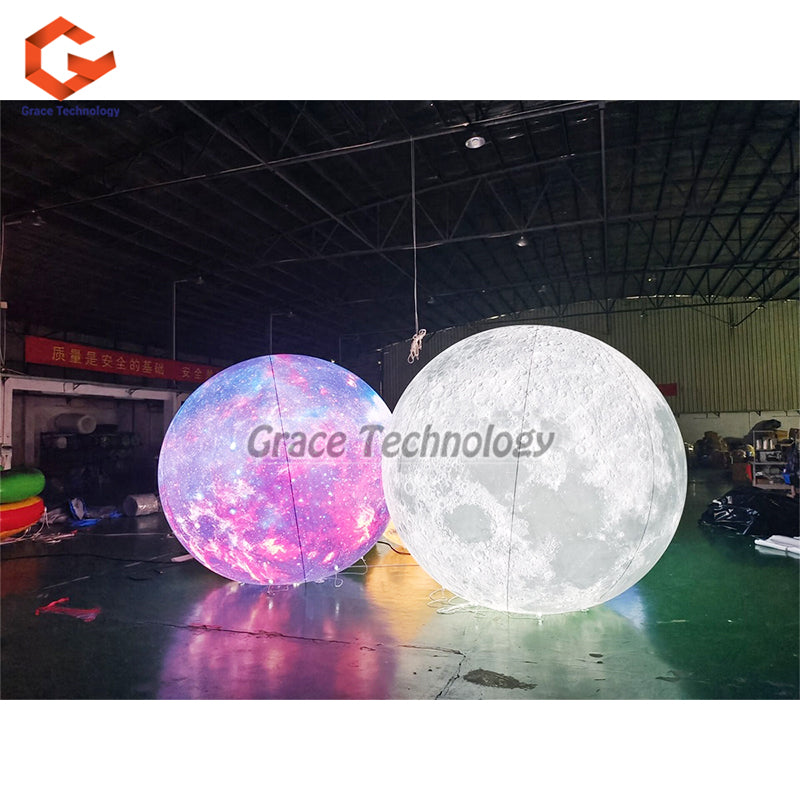 LED Inflatable Moon Planets Solar System Inflatable Moon Balloon for Events Festival Decorations