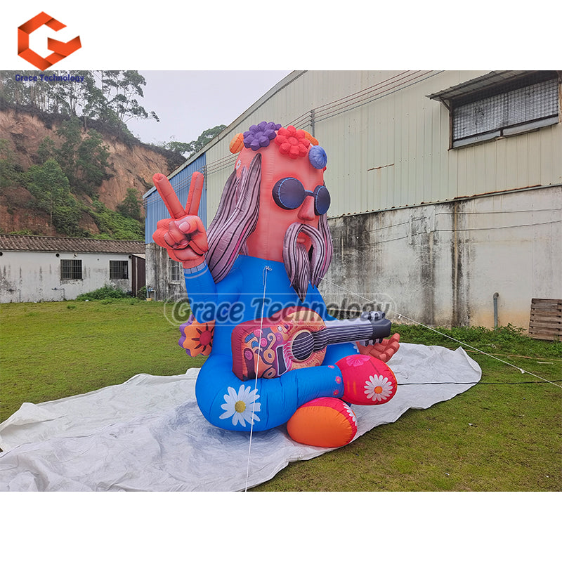 Cute Inflatable Human Holding Guitar for Music Festival Decoration