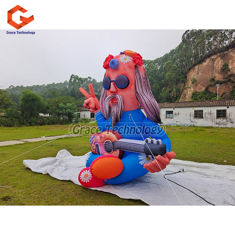Cute Inflatable Human Holding Guitar for Music Festival Decoration