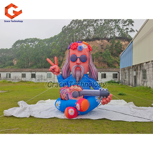 Cute Inflatable Human Holding Guitar for Music Festival Decoration