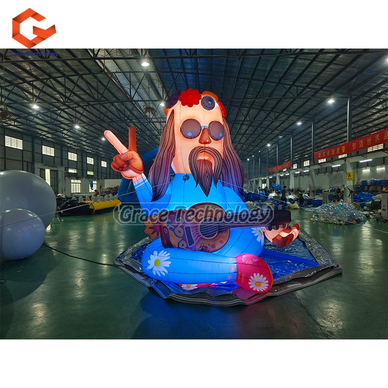 Cute Inflatable Human Holding Guitar for Music Festival Decoration