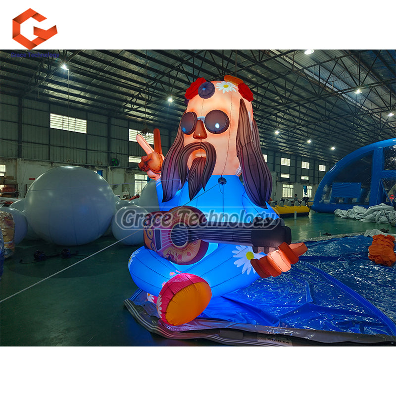 Cute Inflatable Human Holding Guitar for Music Festival Decoration