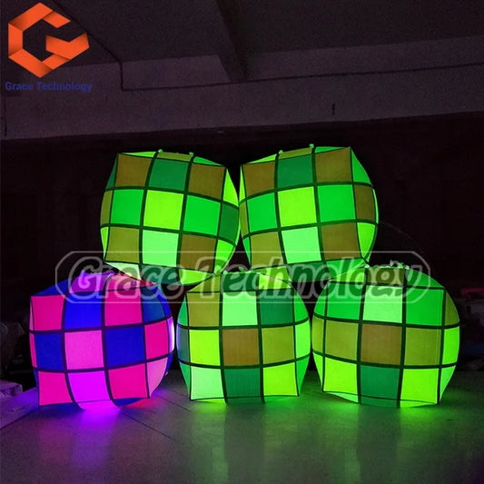 Giant Inflatable Rubik's Cube Balloon LED Lighting Inflatable Magic Ball for Event Party