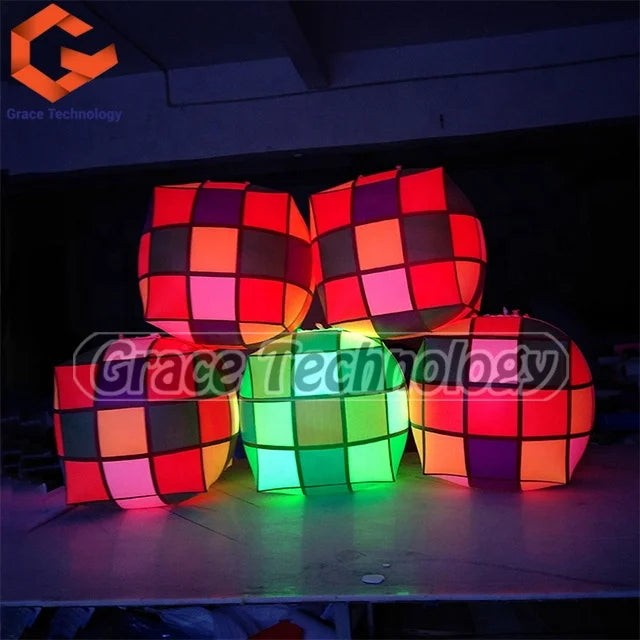 Giant Inflatable Rubik's Cube Balloon LED Lighting Inflatable Magic Ball for Event Party