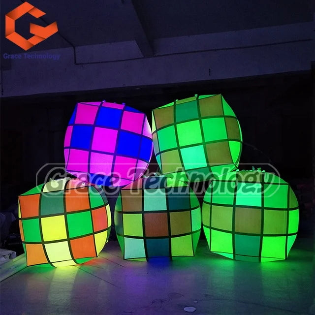 Giant Inflatable Rubik's Cube Balloon LED Lighting Inflatable Magic Ball for Event Party