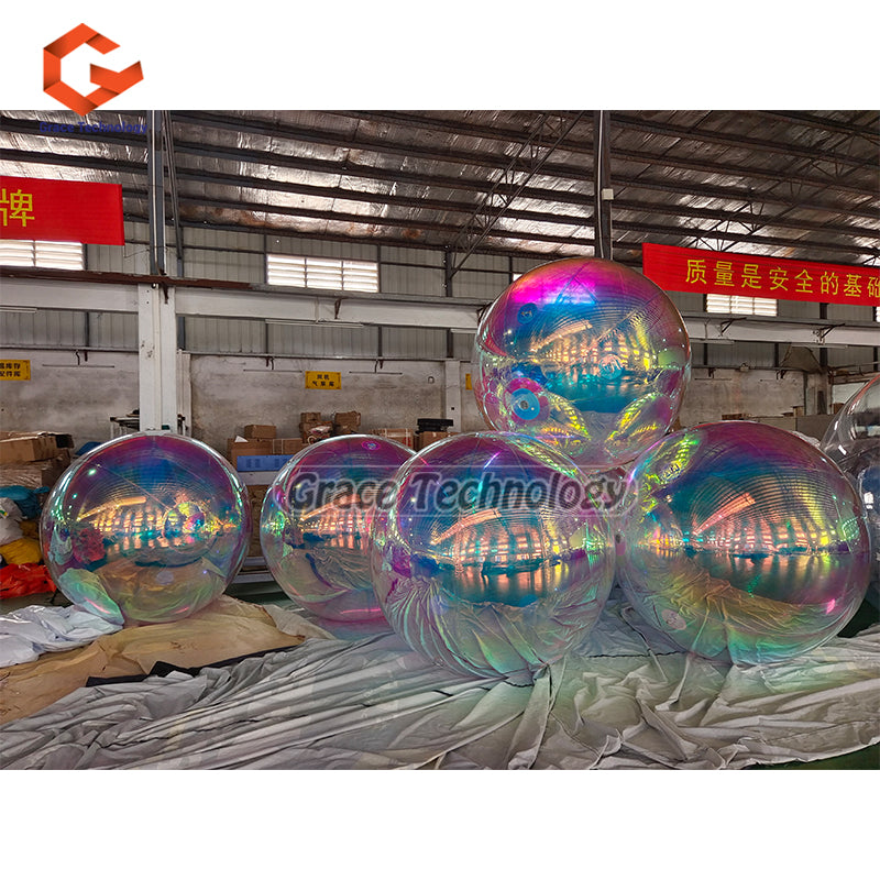 Iridescent Color Inflatable Mirror Balls Rainbow PVC Show Ball Mirror Balls