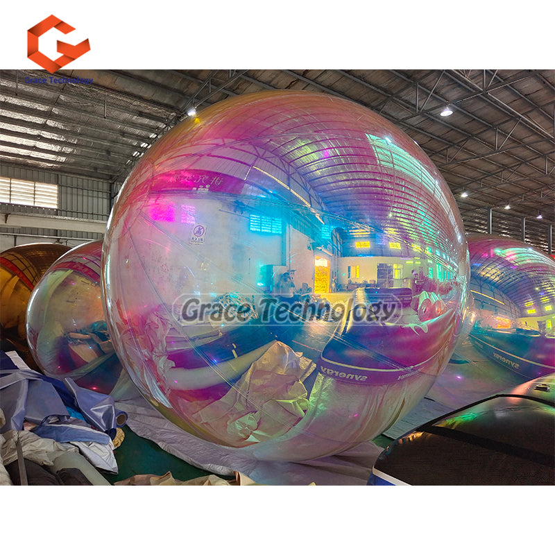 Iridescent Color Inflatable Mirror Balls Rainbow PVC Show Ball Mirror Balls
