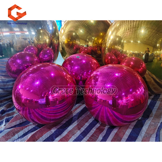 Colorful Inflatable Mirror Balls Stage Decorations Big Shiny Balls