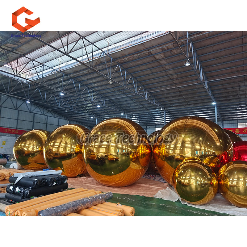 Gold Color Inflatable Mirror Balls PVC Mirror Show Balls