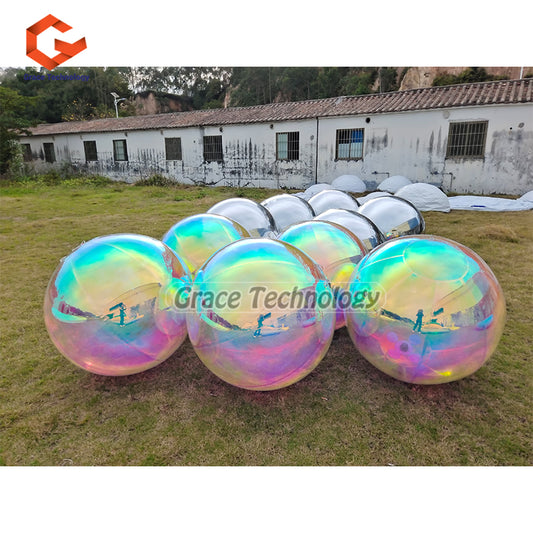 Iridescent Color Inflatable Mirror Balls Rainbow PVC Show Ball Mirror Balls