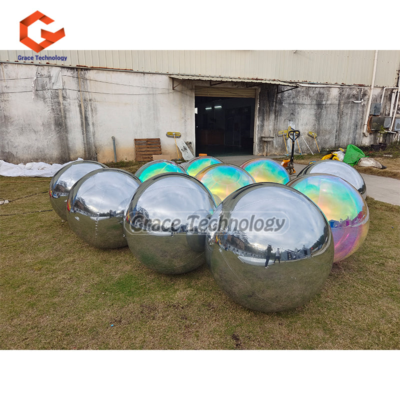 Silver Inflatable Mirror Balls Hanging Inflatable Metallic Spheres Mirror Balloon