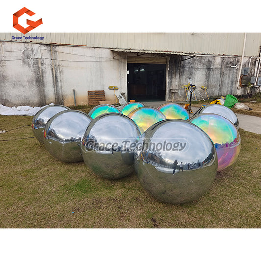 Silver Inflatable Mirror Balls Hanging Inflatable Metallic Spheres Mirror Balloon