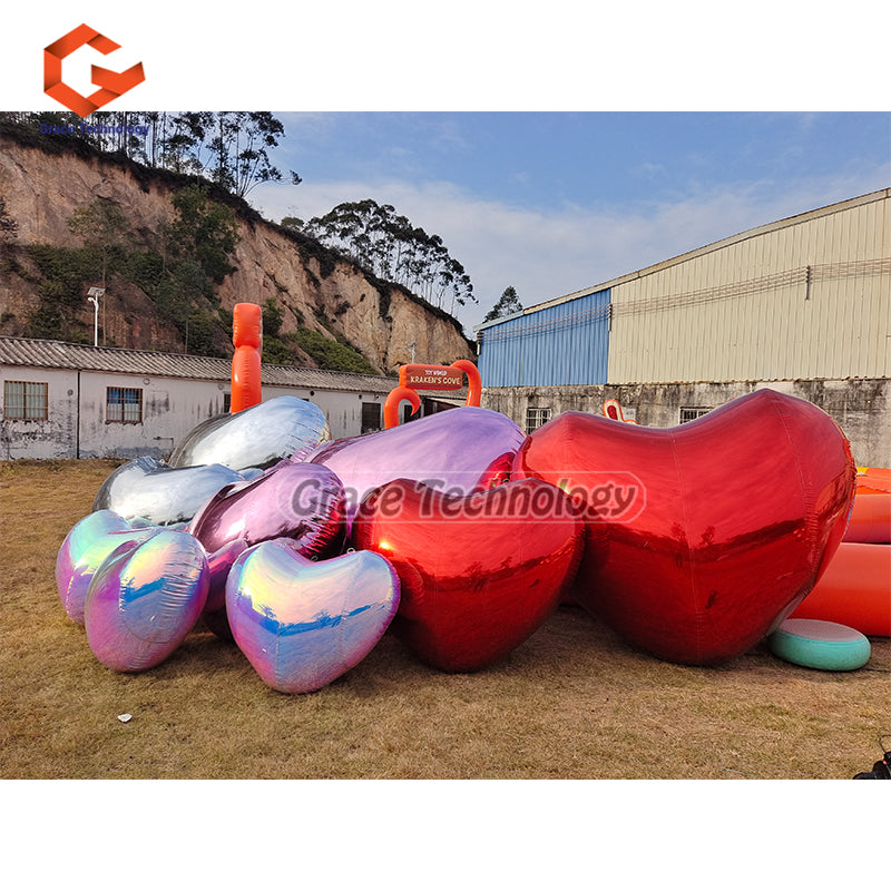 Big Shiny Heart Inflatable Mirror Balls Reflective Mirror Sphere Heart Balloon