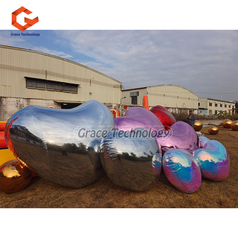 Big Shiny Heart Inflatable Mirror Balls Reflective Mirror Sphere Heart Balloon