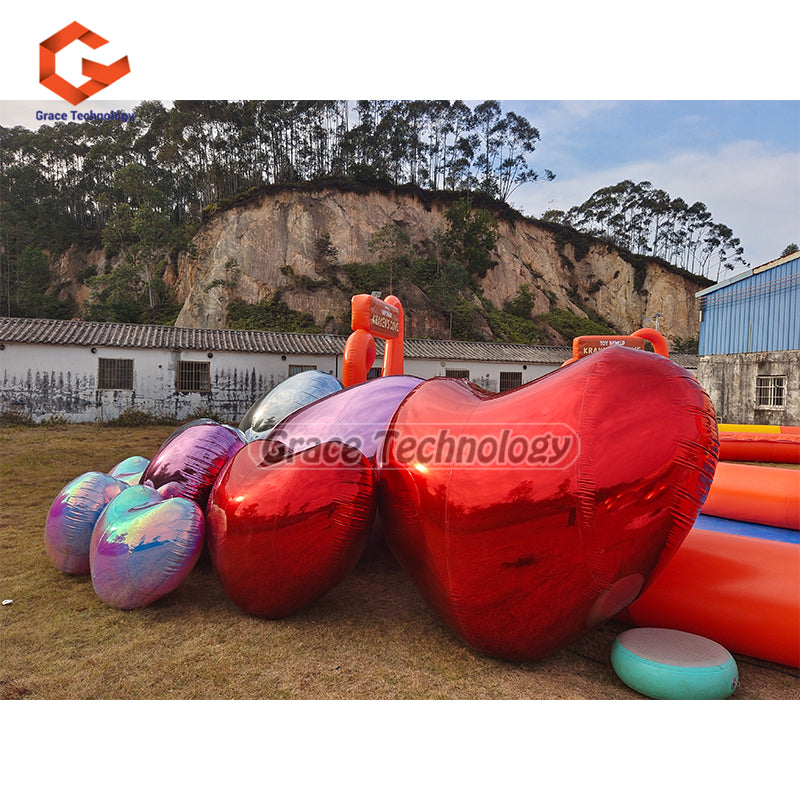 Big Shiny Heart Inflatable Mirror Balls Reflective Mirror Sphere Heart Balloon