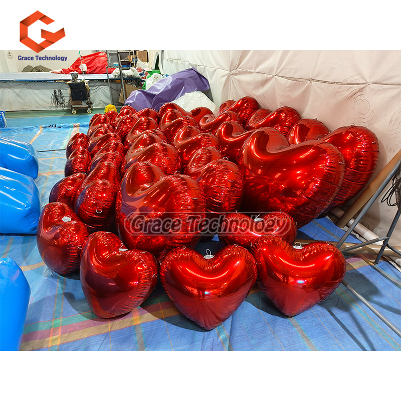 Big Shiny Heart Inflatable Mirror Balls Reflective Mirror Sphere Heart Balloon