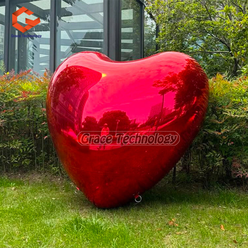 Big Shiny Heart Inflatable Mirror Balls Reflective Mirror Sphere Heart Balloon