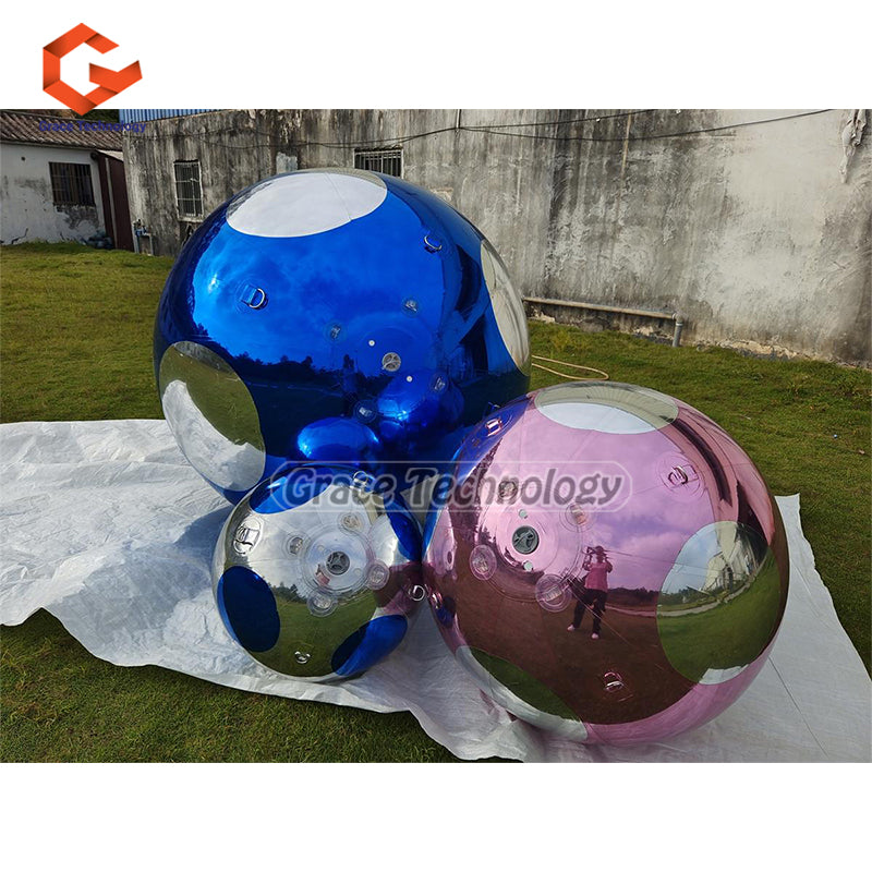 Colorful Inflatable Mirror Balls Stage Decorations Big Shiny Balls Inflatable Spheres
