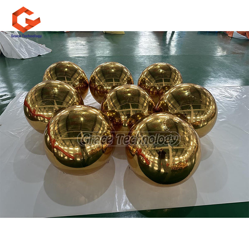 Gold Color Inflatable Mirror Balls PVC Mirror Show Balls