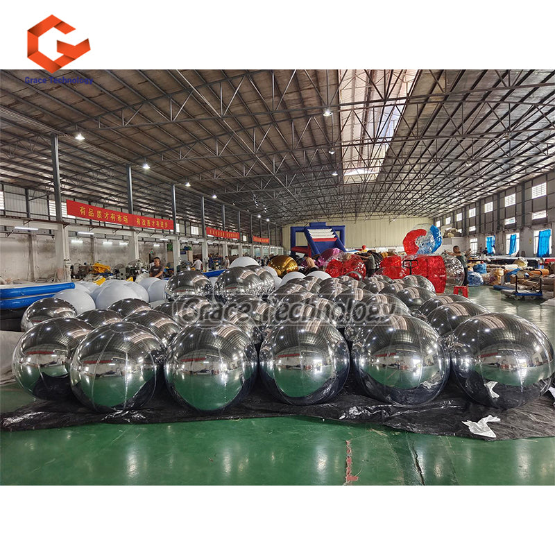 Silver Inflatable Mirror Balls Hanging Inflatable Metallic Spheres Mirror Balloon
