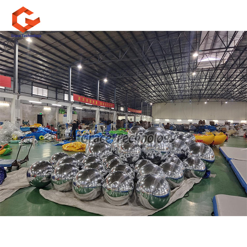 Silver Inflatable Mirror Balls Hanging Inflatable Metallic Spheres Mirror Balloon