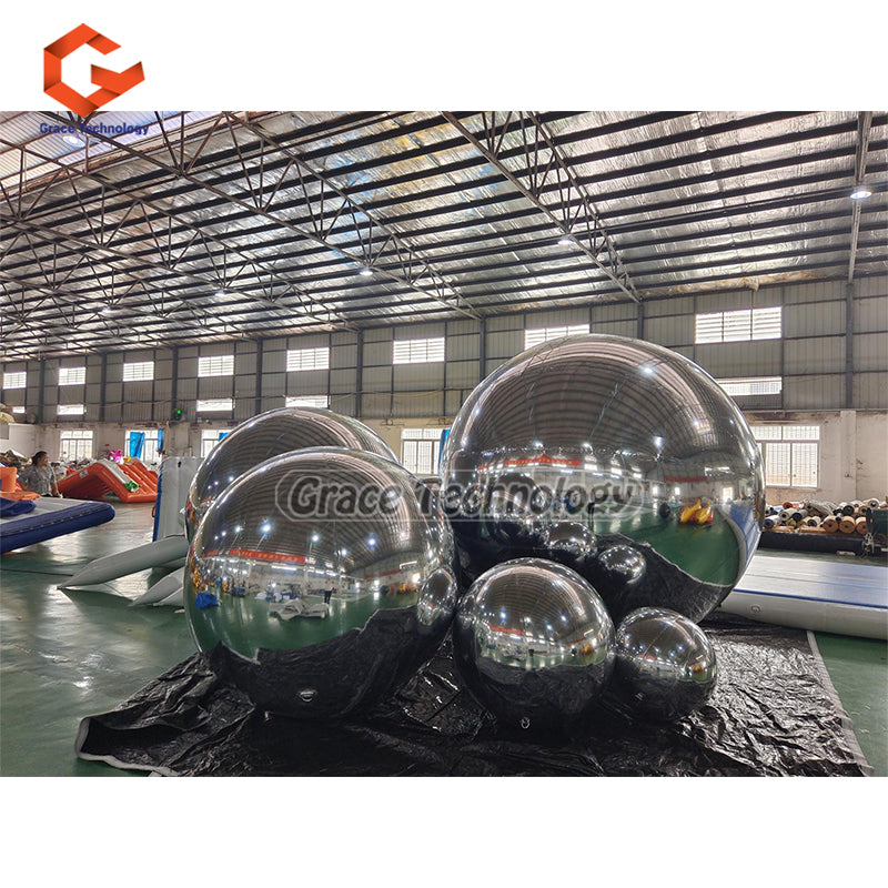 Silver Inflatable Mirror Balls Hanging Inflatable Metallic Spheres Mirror Balloon