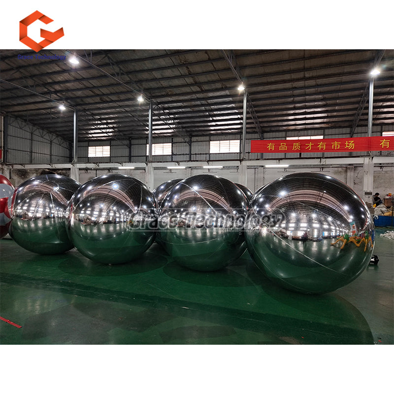 Silver Inflatable Mirror Balls Hanging Inflatable Metallic Spheres Mirror Balloon