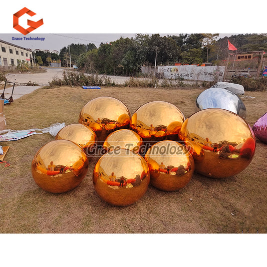 Gold Color Inflatable Mirror Balls PVC Mirror Show Balls