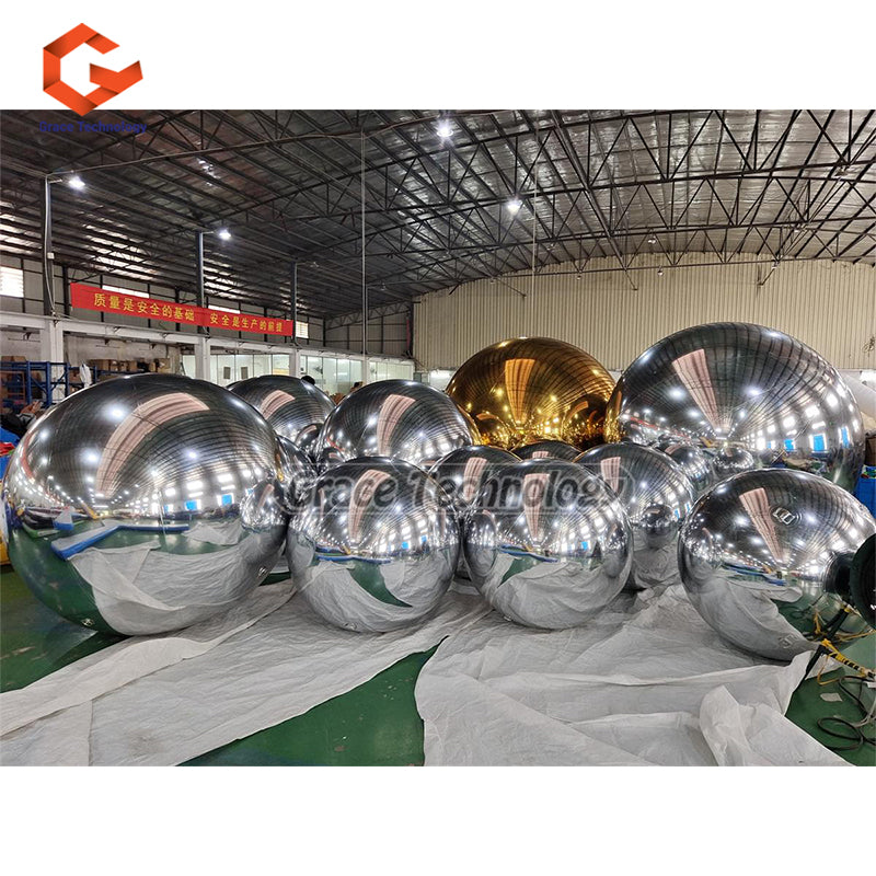 Silver Inflatable Mirror Balls Hanging Inflatable Metallic Spheres Mirror Balloon