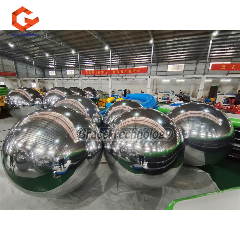 Silver Inflatable Mirror Balls Hanging Inflatable Metallic Spheres Mirror Balloon