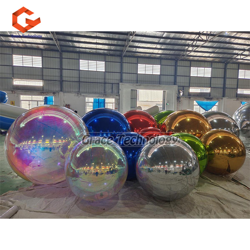 Gold Color Inflatable Mirror Balls PVC Mirror Show Balls