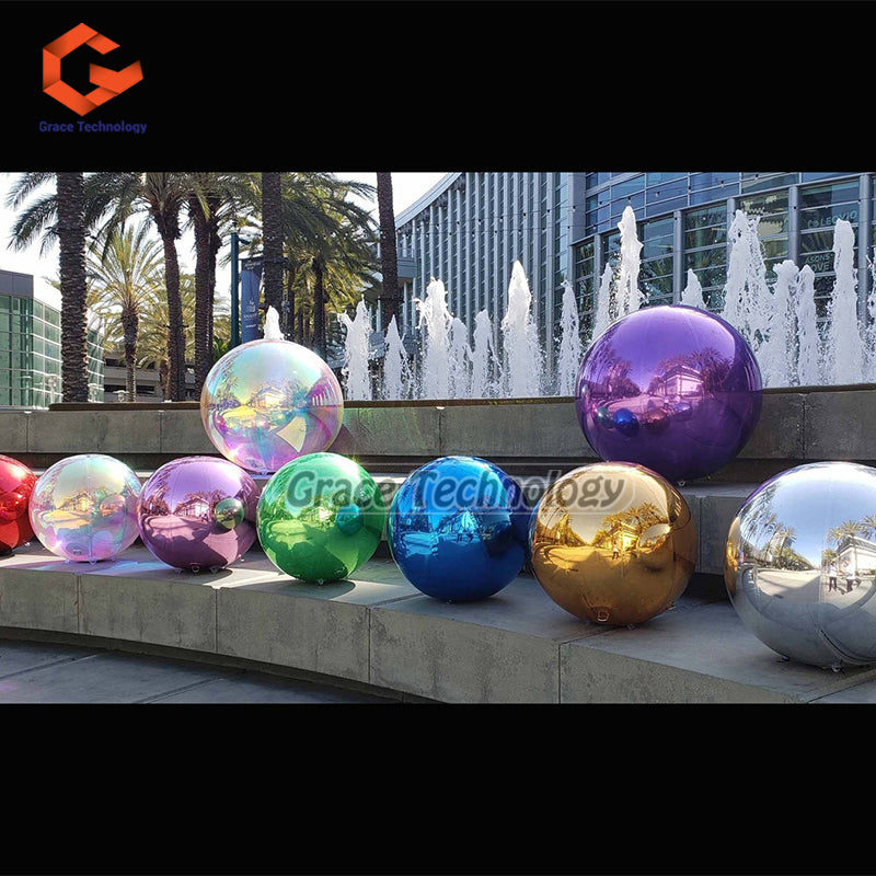 Gold Color Inflatable Mirror Balls PVC Mirror Show Balls