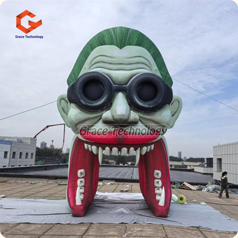 Scary Halloween Inflatable Vampire Dracula Head Tunnel Inflatable Sports Tunnel for Festival