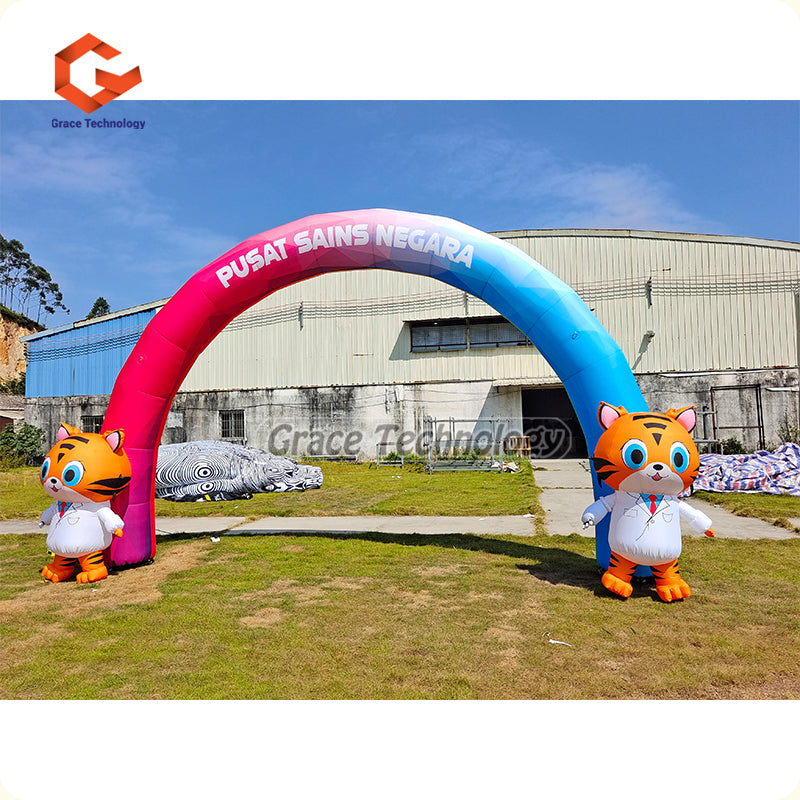 Custom Inflatable Arch with Mascot, 3D Animal Mascot Arch Inflatable Entrance for Decorations
