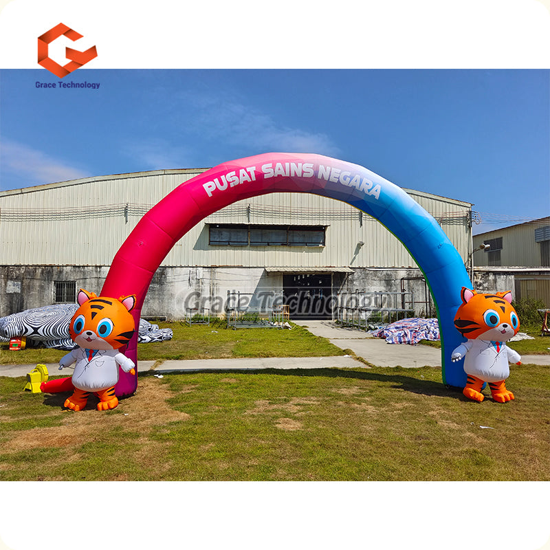 Custom Inflatable Arch with Mascot, 3D Animal Mascot Arch Inflatable Entrance for Decorations
