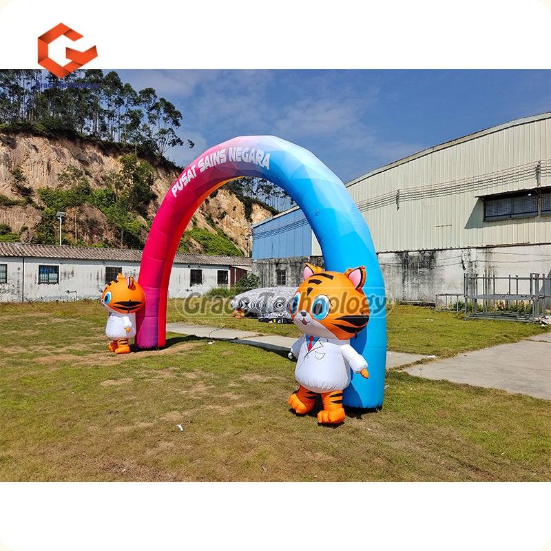 Custom Inflatable Arch with Mascot, 3D Animal Mascot Arch Inflatable Entrance for Decorations