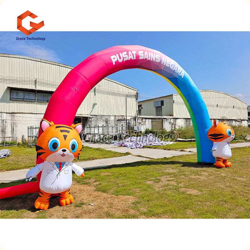 Custom Inflatable Arch with Mascot, 3D Animal Mascot Arch Inflatable Entrance for Decorations