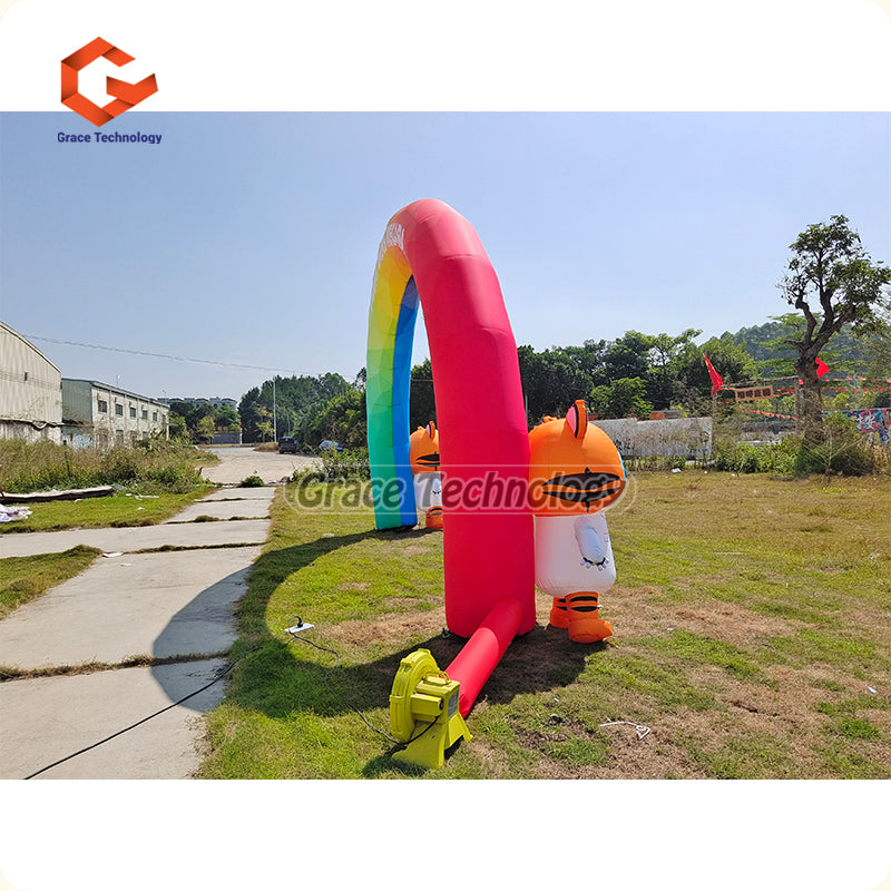 Custom Inflatable Arch with Mascot, 3D Animal Mascot Arch Inflatable Entrance for Decorations