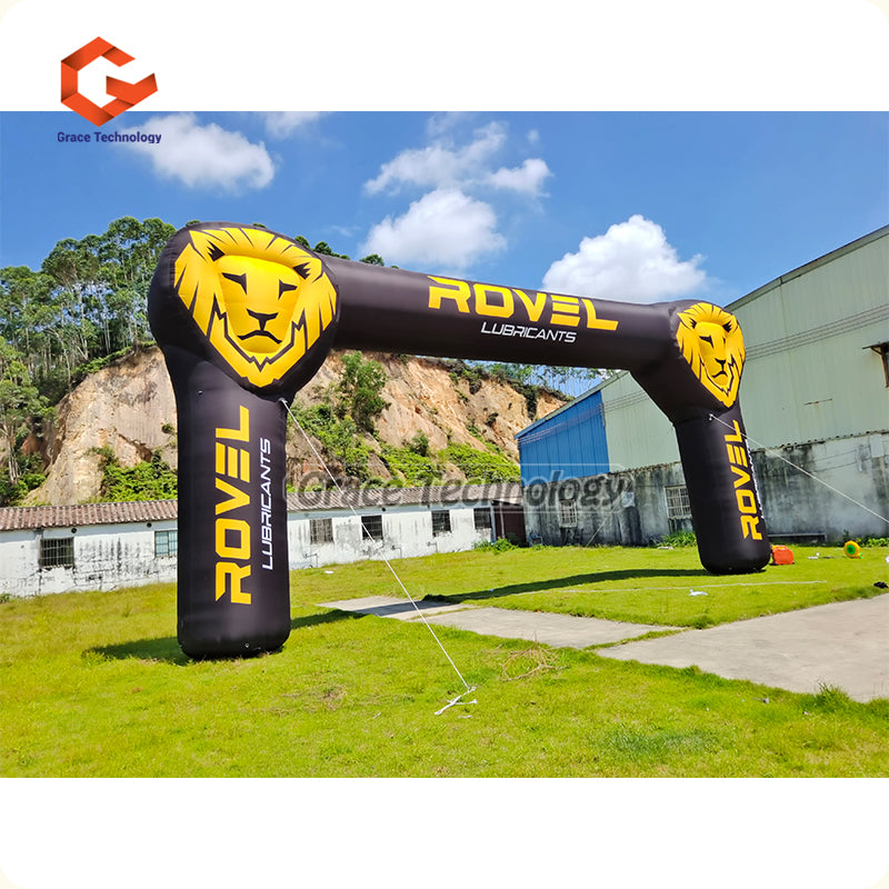 Custom Inflatable Arch with 3D Lion Head Balloon for Outdoor Advertising Events