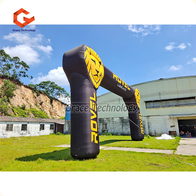 Custom Inflatable Arch with 3D Lion Head Balloon for Outdoor Advertising Events