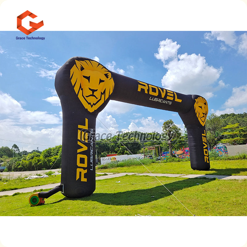 Custom Inflatable Arch with 3D Lion Head Balloon for Outdoor Advertising Events