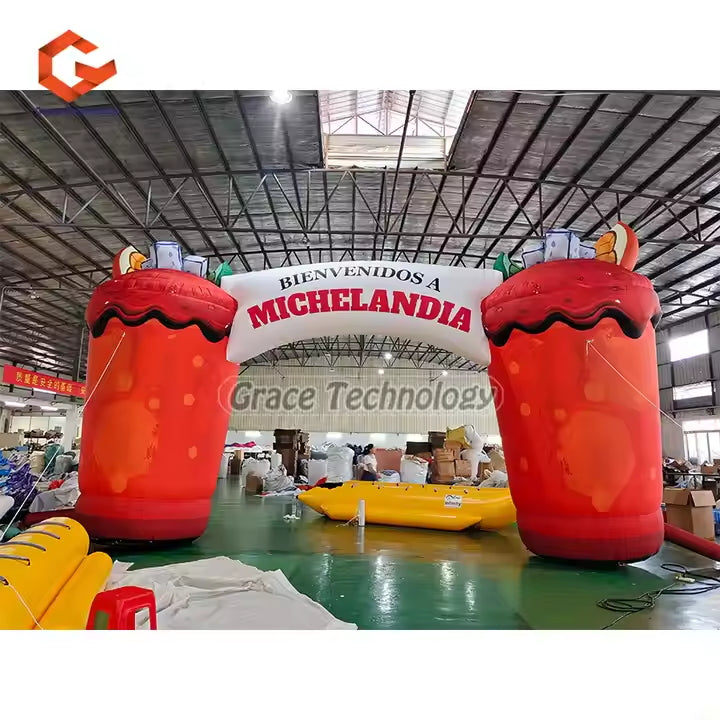 Custom Inflatable Bottle Arch Advertising Inflatable Bottle Shaped Entrance Archway with LED Lights