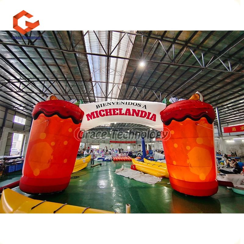 Custom Inflatable Bottle Arch Advertising Inflatable Bottle Shaped Entrance Archway with LED Lights
