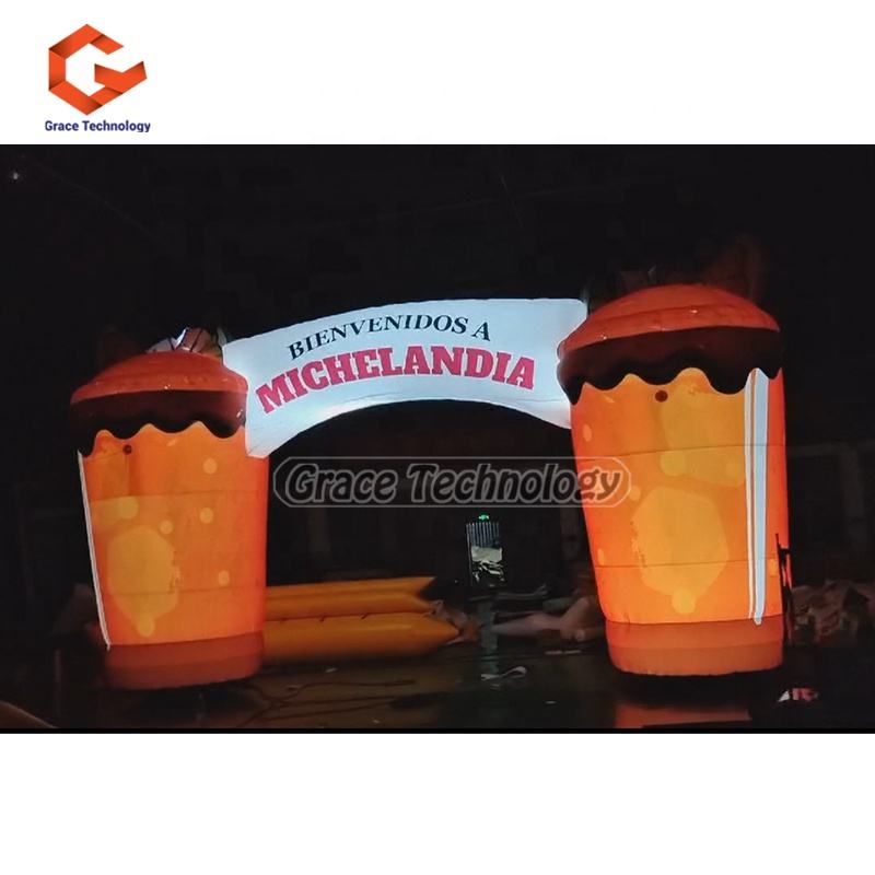 Custom Inflatable Bottle Arch Advertising Inflatable Bottle Shaped Entrance Archway with LED Lights