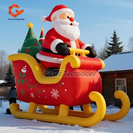Giant Christmas Inflatable Santa Sleigh Reindeer Decoration for Outdoor