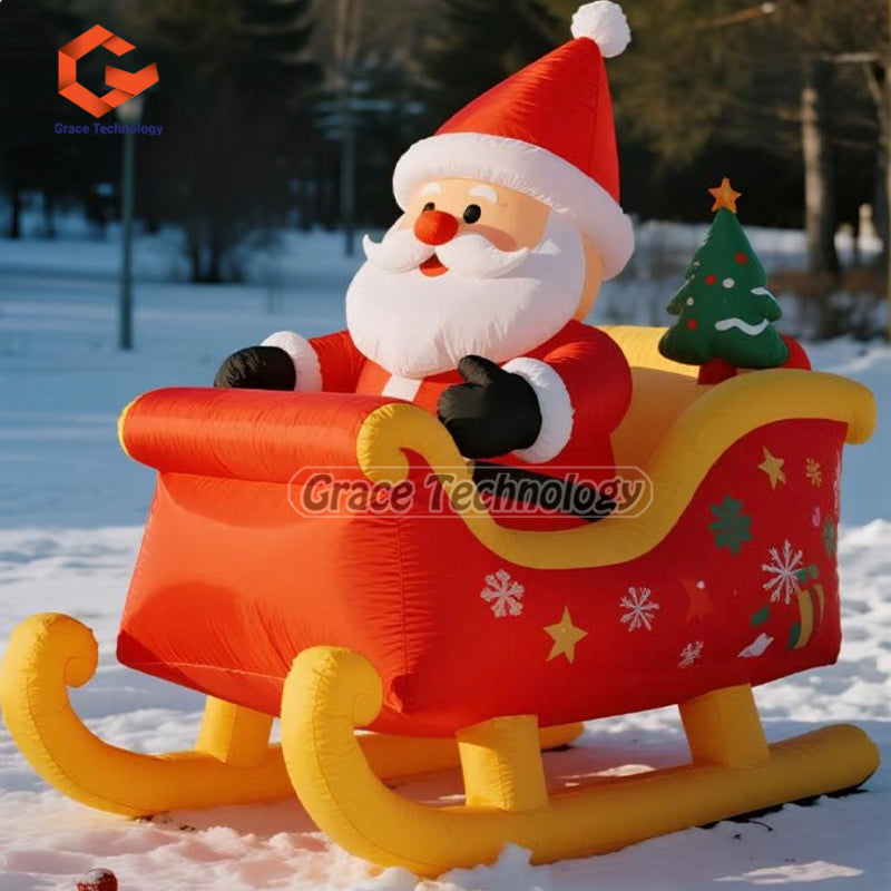 Giant Christmas Inflatable Santa Sleigh Reindeer Decoration for Outdoor