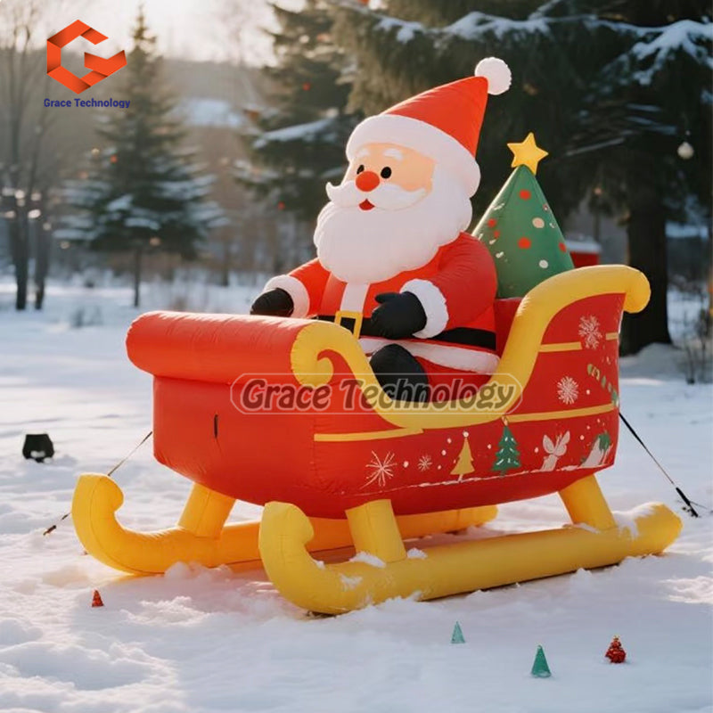Giant Christmas Inflatable Santa Sleigh Reindeer Decoration for Outdoor