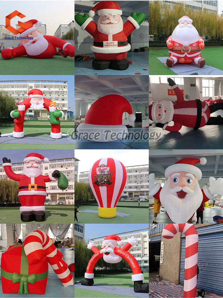 Giant Christmas Inflatable Santa Sleigh Reindeer Decoration for Outdoor